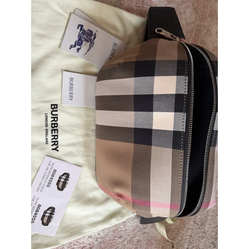 ⁠NWT Burberry Medium Sonny Bum Bag Belt Bag Taupe Brown adjustable strap